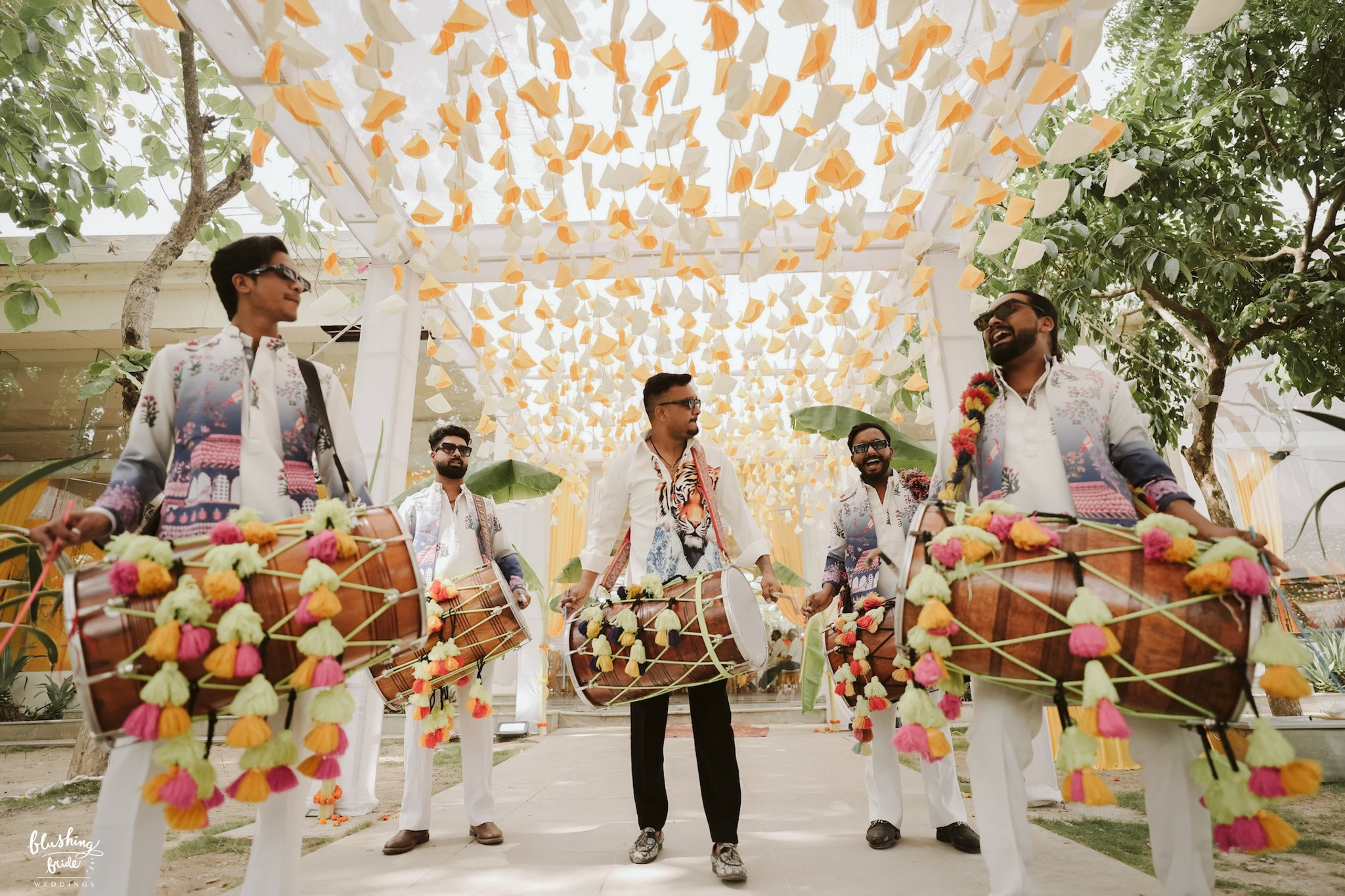 Musicians playing at a wedding procession